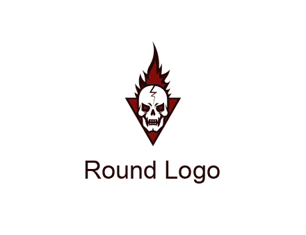 triangle behind skull on flame