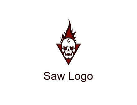 triangle behind skull on flame