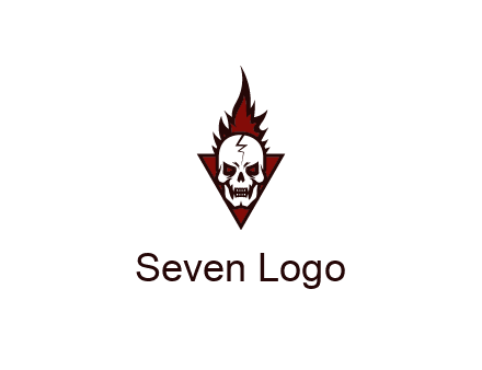 triangle behind skull on flame