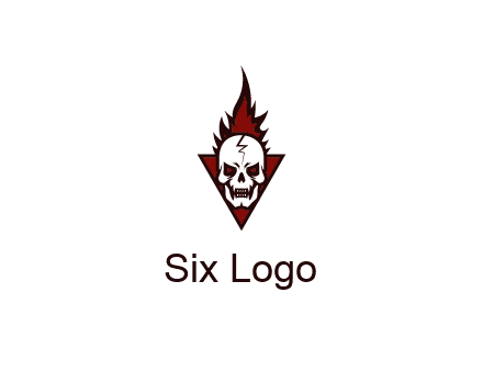 triangle behind skull on flame