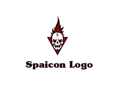 triangle behind skull on flame