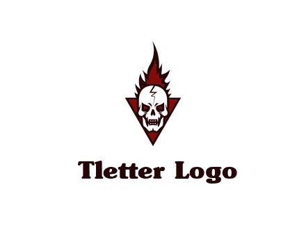 triangle behind skull on flame