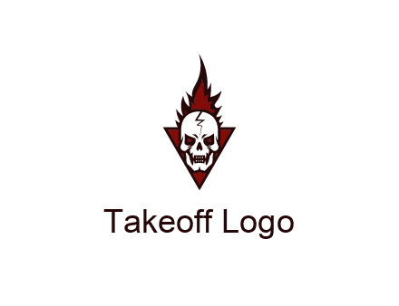 triangle behind skull on flame