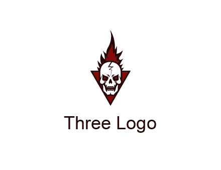triangle behind skull on flame