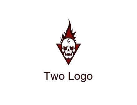 triangle behind skull on flame