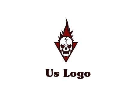 triangle behind skull on flame