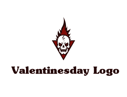 triangle behind skull on flame