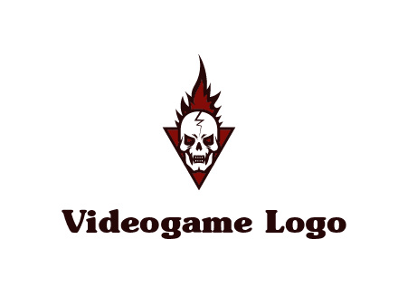 triangle behind skull on flame