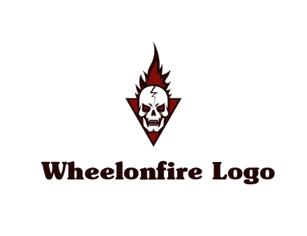 triangle behind skull on flame