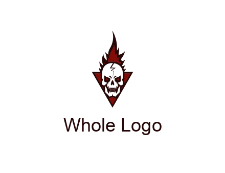 triangle behind skull on flame