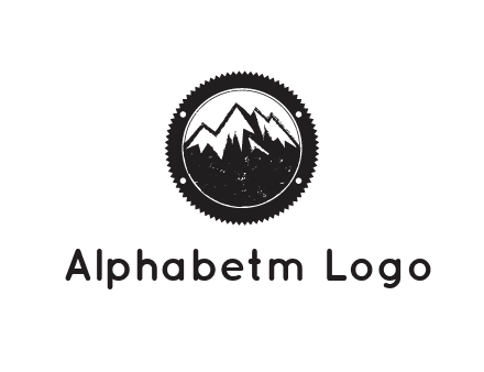 snow caped mountain in circle