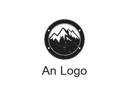 snow caped mountain in circle
