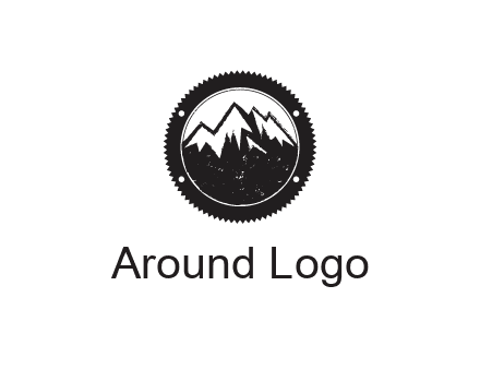 snow caped mountain in circle