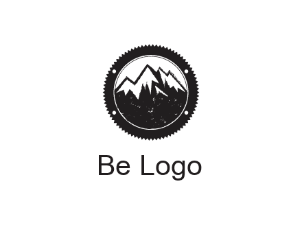 snow caped mountain in circle