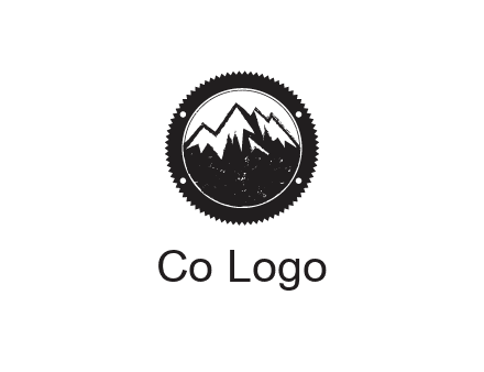snow caped mountain in circle