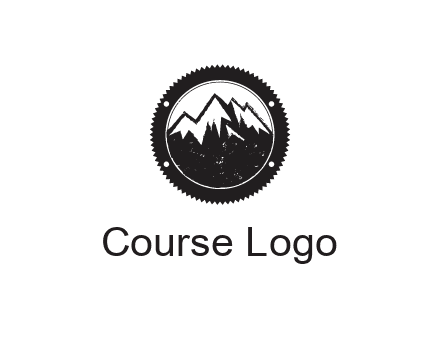 snow caped mountain in circle