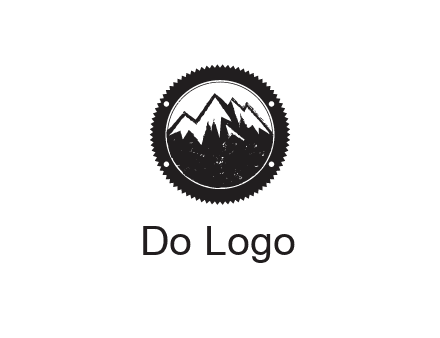 snow caped mountain in circle
