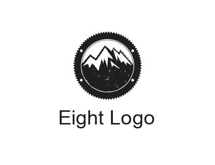 snow caped mountain in circle