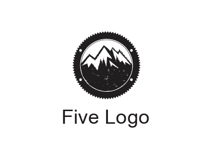 snow caped mountain in circle