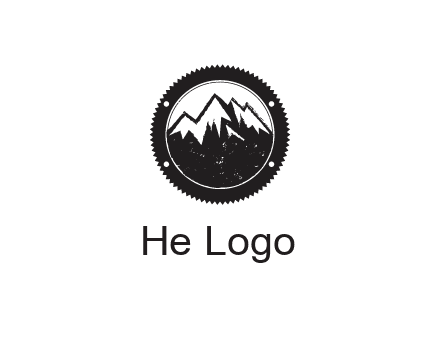 snow caped mountain in circle