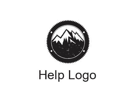snow caped mountain in circle