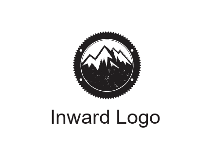 snow caped mountain in circle