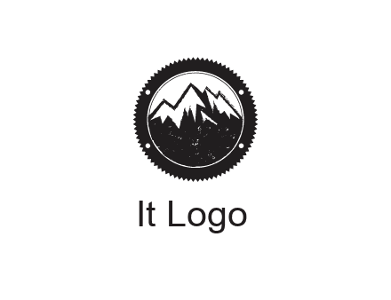 snow caped mountain in circle