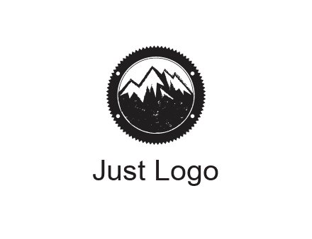 snow caped mountain in circle