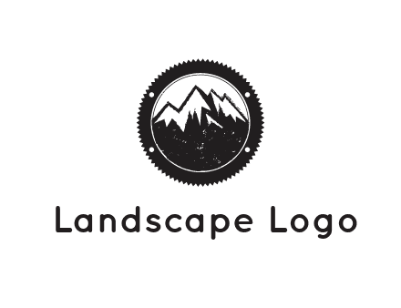 snow caped mountain in circle