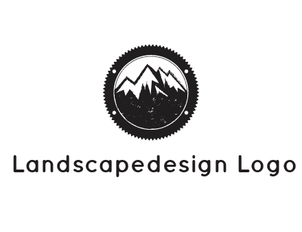 snow caped mountain in circle
