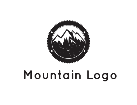 snow caped mountain in circle