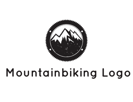 snow caped mountain in circle