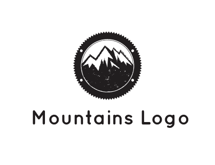 snow caped mountain in circle