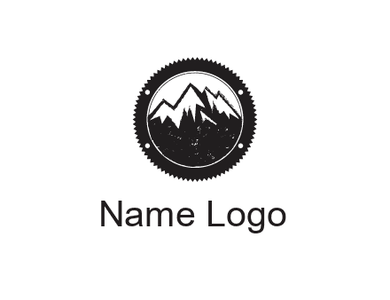 snow caped mountain in circle