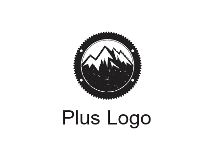 snow caped mountain in circle