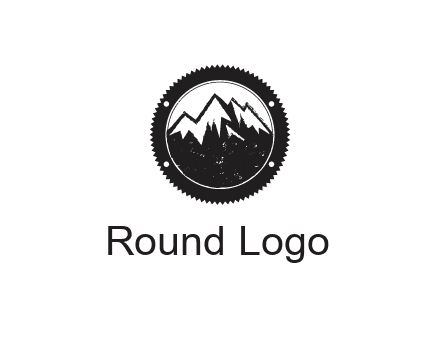 snow caped mountain in circle