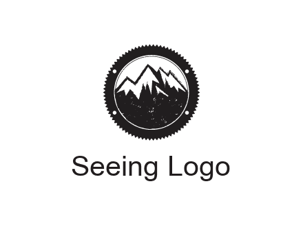 snow caped mountain in circle