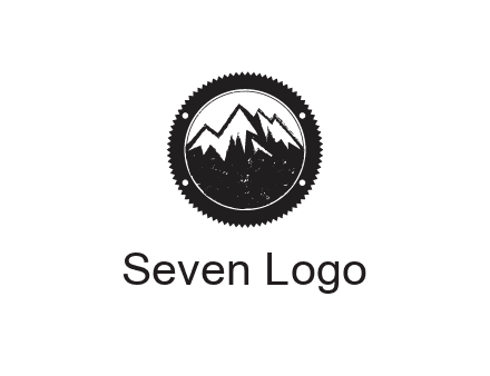 snow caped mountain in circle