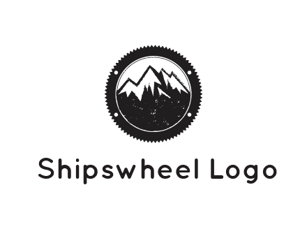 snow caped mountain in circle
