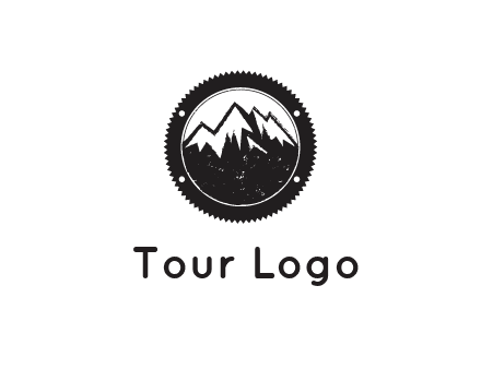 snow caped mountain in circle