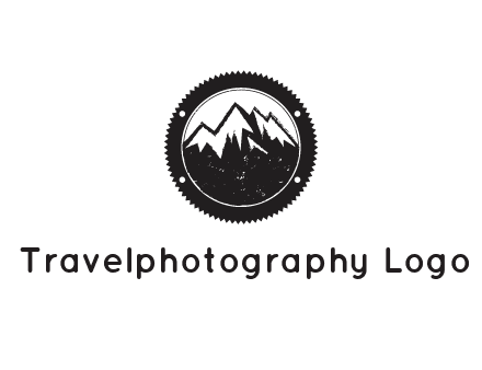 snow caped mountain in circle
