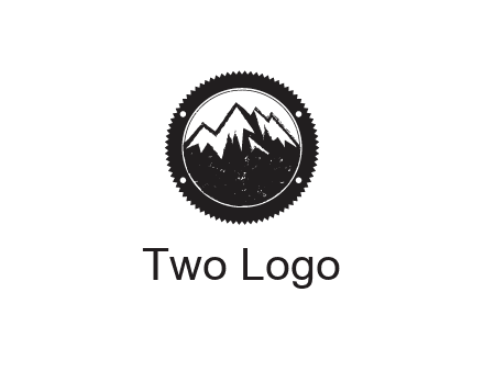 snow caped mountain in circle