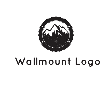 snow caped mountain in circle