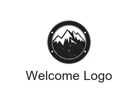 snow caped mountain in circle