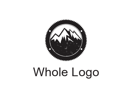 snow caped mountain in circle