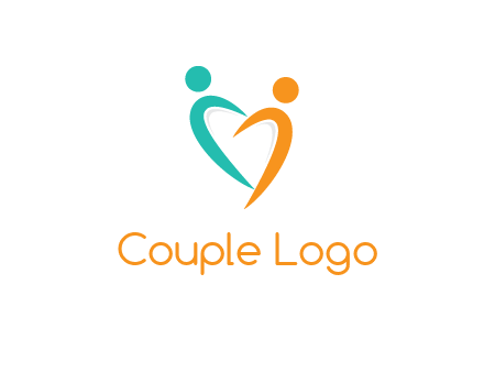 couple jumping in love forming heart symbol