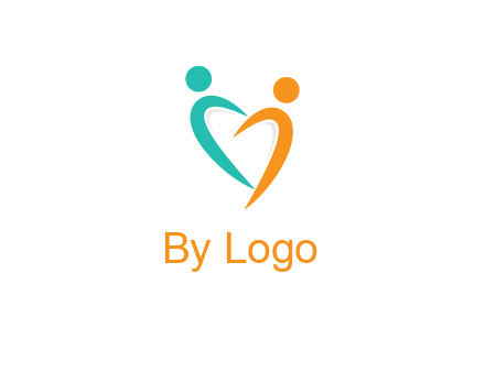 couple jumping in love forming heart symbol