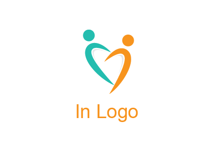 couple jumping in love forming heart symbol