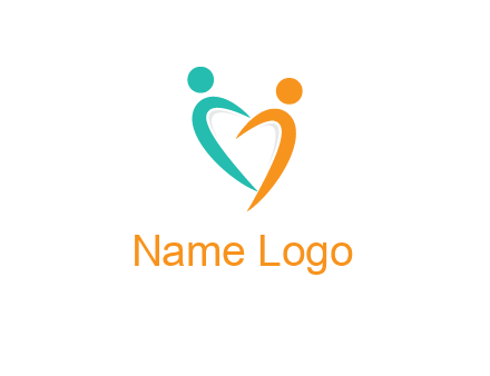 couple jumping in love forming heart symbol