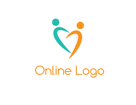 couple jumping in love forming heart symbol